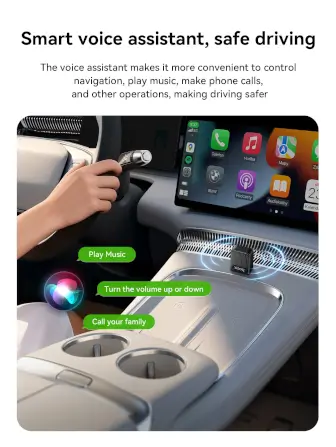 อะแดปเตอร์ WIRELESS CARPLAY HOCO HU3 แปลง CARPLAY แบบมีสายให้เป็นไร้สาย สำหรับ IPHONE สีดำ_6