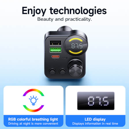 บลูทูธรถยนต์ + หัวชาร์จในรถ 2IN1 HOCO E86 ชาร์จเร็ว PD 30W + QC 3.0 รองรับแฟลชไดรฟ์ TF CARD สีดำ_6