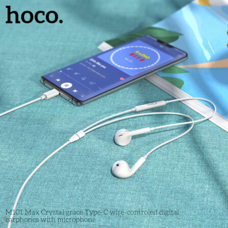 หูฟัง HOCO M101 MAX สาย TYPE-C สีขาว ไมโครโฟนในตัว พร้อมปุ่มคอนโทรล_6
