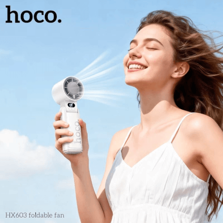 พัดลมพกพา HOCO HX603 สีขาว ปรับแรงลม 199 ระดับ พับได้ 90° แบตเตอรี่ 10 ชม._6