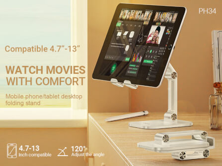 ขาตั้งมือถือ HOCO PH34 ตั้งโต๊ะ พับเก็บได้ ปรับมุม 120° สีดำ_7