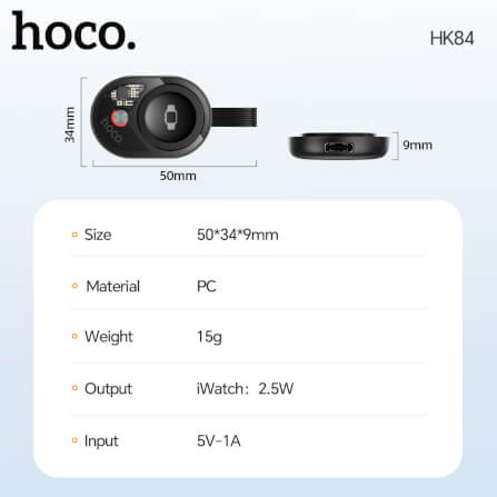 แท่นชาร์จนาฬิกาสมาร์ทวอทช์ HOCO HK84 สำหรับ APPLE WATCH 1-10, ULTRA, SE สีขาว_7