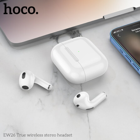 หูฟังไร้สาย TWS HOCO EW26 ไมโครโฟนในตัว BT 5.3 แบตเตอรี่ 4 ชม. สีขาว_7