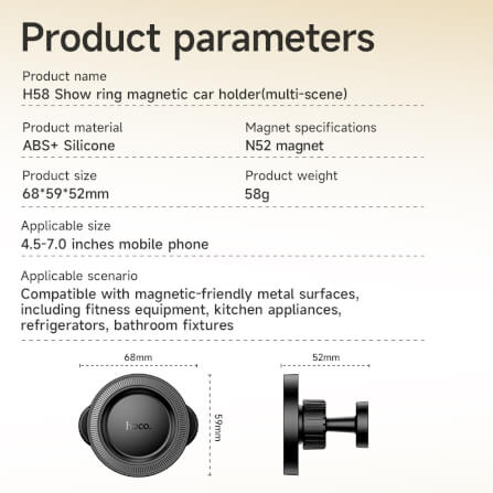 ที่จับมือถือแบบแม่เหล็ก MAGSAFE HOCO H58 ใช้ติดได้หลายสถานการณ์ ตู้เย็น รถยนต์ พื้นผิวเรียบต่างๆ_7