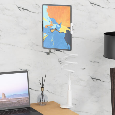 ขาตั้งแท็บเล็ต HOCO PH24 แบบหนีบโต๊ะ ก้านยืดสุด 100 ซม. ดัดงอได้ ปรับมุมอิสระ 360° รองรับ 4-10.5 นิ้ว สีขาว_7