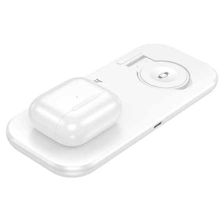 แท่นชาร์จไร้สาย 3-IN-1 HOCO CW65 สีขาว ระบบชาร์จ QI สำหรับโทรศัพท์ APPLE WATCH และ AIRPODS_7