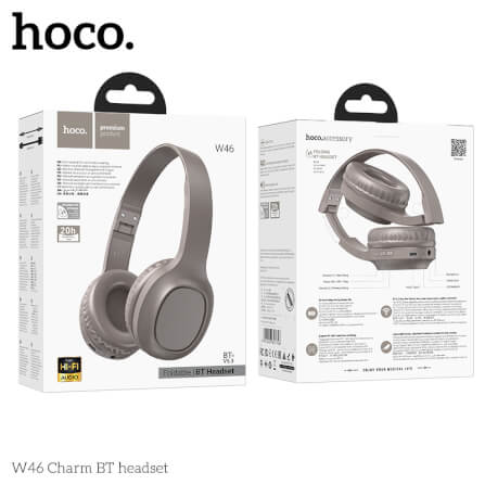 หูฟังไร้สาย HOCO W46 AUX 3.5MM แบตเตอรี่ 20 ชม. BT 5.3 ไมค์ในตัว สีน้ำตาล_8