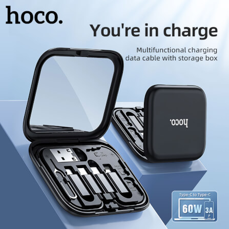 ชุดสายชาร์จเร็ว 6IN1 HOCO U114 สีดำ พร้อมกล่องเก็บ TYPE-C TO TYPE-C จ่ายไฟ 60W พร้อมหัวแปลง_8