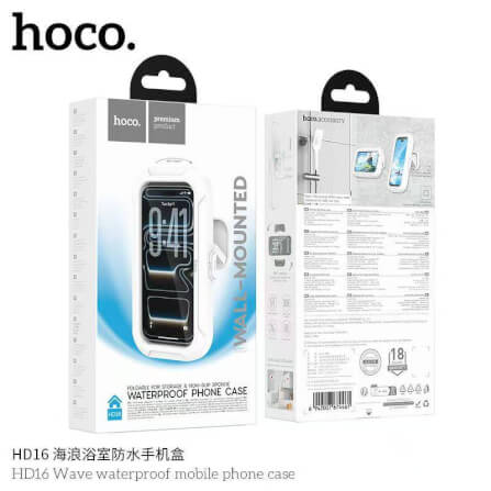 กล่องใส่โทรศัพท์กันน้ำ HOCO HD16 แบบติดผนัง สีขาว รองรับจอสัมผัส หมุนได้ 360°_8