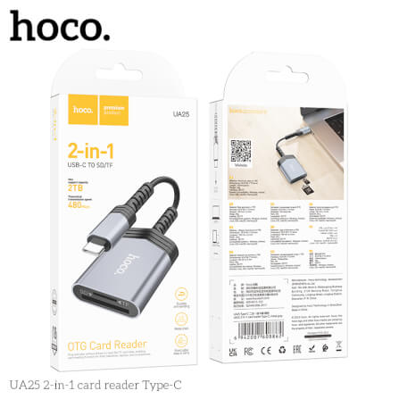 การ์ดรีดเดอร์ TYPE-C 2IN1 HOCO UA25 ความเร็วสูง 480MBPS รับไฟล์สูงสุด 2TB รองรับ OTG_8