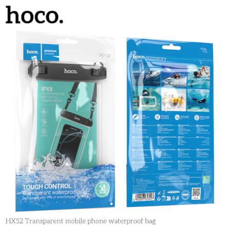 ซองมือถือกันน้ำ HOCO HX52 ระดับ IP68 ล็อค 2 ชั้น รองรับหน้าจอสัมผัส พร้อมสายคล้องคอ สีดำ_8