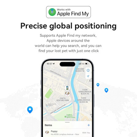 อุปกรณ์ติดตามสัตว์เลี้ยง HOCO E91C GPS TAG แบบคล้องปลอกคอ รองรับ APPLE FIND MY สีขาว_8