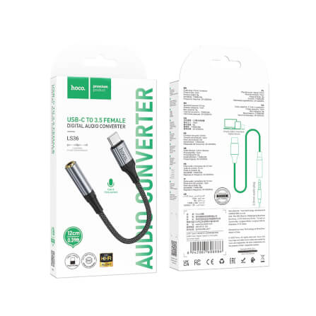 ตัวแปลงหูฟัง TYPE-C TO AUX 3.5MM HOCO LS36 ชิป DAC คุณภาพเสียง HIFI รองรับการโทรและฟังเพลง_8