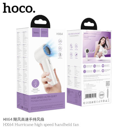พัดลมพกพา HOCO HX64 แรงลมเทอร์โบ ปรับได้ 100 ระดับ หน้าจอดิจิทัล แบตเตอรี่ 3600MAH ใช้งานสูงสุด 7 ชั่วโมง_8