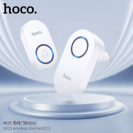 กริ่งไร้สาย HOCO HI25 แบตเตอรี่ 6 เดือน ระยะ 150 เมตร 60 ริงโทน ออดประตู กริ่งประตู สีขาว_8