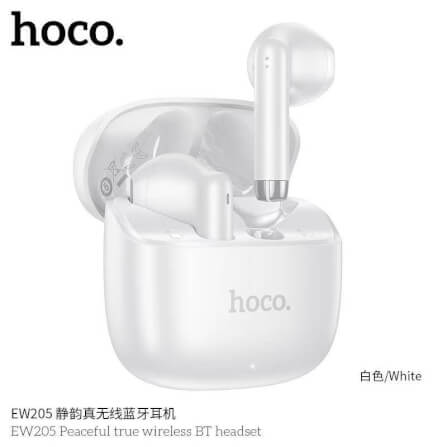 หูฟังไร้สาย TWS HOCO EW205 สีขาว กันน้ำ IPX4 บลูทูธ 6.0 เสียง HI-FI_8