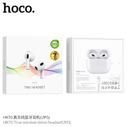 หูฟังไร้สาย TWS  HOCO HK70 แบตเตอรี่ 7 ชม. BT 5.4 คุณภาพเสียง HIFI ไมค์ในตัว ทรงเอียร์บัด หูฟังบลูทูธ สีขาว_9