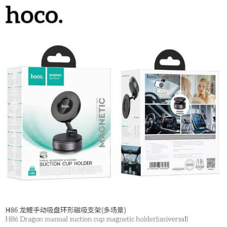 ที่ยึดโทรศัพท์ดูดสุญญากาศ HOCO H86 ยึดแม่เหล็กแบบมือหมุน ไม่ต้องใช้แบตเตอรี่ หมุนได้ 360° พับเก็บได้ สีดำ_9