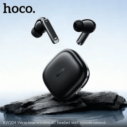หูฟังไร้สาย HOCO EW204 พร้อมเคสรีโมทคอนโทรล ควบคุมสมาร์ทโฟน การชมวิดีโอ การฟังเพลง การถ่ายรูป สีดำ_9