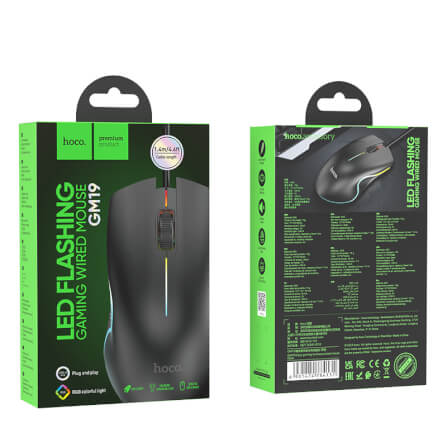เมาส์เกมมิ่ง HOCO GM19 แต่งไฟ RGB LUMINOUS สาย USB ยาว 1.4 เมตร DPI 1000_9