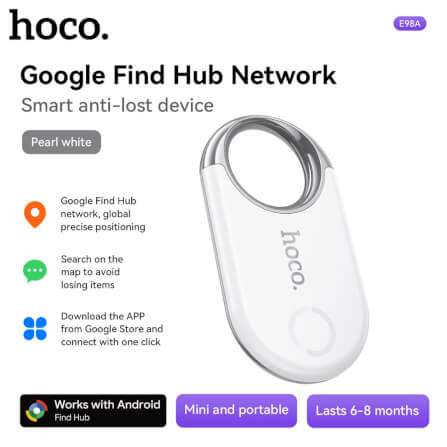 อุปกรณ์ติดตามจีพีเอส HOCO E98A ANDROID GPS TAG สำหรับแอนดรอยด์ รองรับ GOOGLE FIND MY NETWORK สีขาว_9