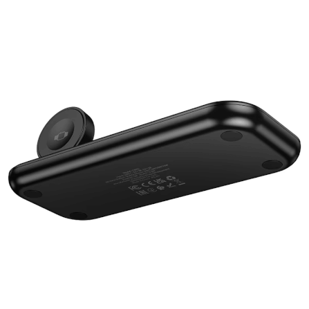 แท่นชาร์จไร้สาย 3-IN-1 HOCO CW65 สีดำ ระบบชาร์จ QI สำหรับโทรศัพท์ APPLE WATCH และ AIRPODS_9