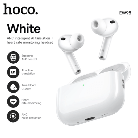 หูฟังไร้สาย HOCO EW98 ระบบแปลภาษา AI วัดอัตราการเต้นของหัวใจ วัดระดับออกซิเจน ตัดเสียงรบกวน ANC_9