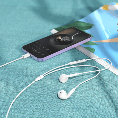 หูฟังมีสาย HOCO M111 สีขาว แจ็คไลท์นิ่ง สำหรับ IPHONE รุ่น 6-14 ไม่ต้องต่อบลูทูธ ไมค์ในตัว_6