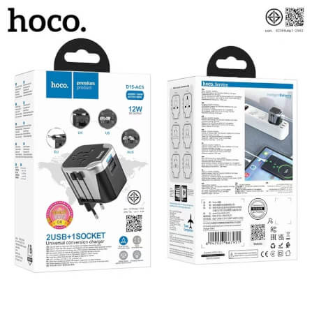 ปลั๊กแปลง 3 IN 1 UNIVERSAL HOCO AC5 2USB + 1AC รองรับโซน EU/UK/US/AUS_12