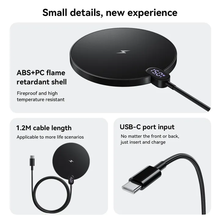 แท่นชาร์จไร้สาย 2IN1 HOCO CW62 ระบบ QI พร้อมหน้าจอ LED กำลังไฟสูงสุด 15W สำหรับสมาร์ทโฟน และ หูฟังไร้สาย สีดำ_6