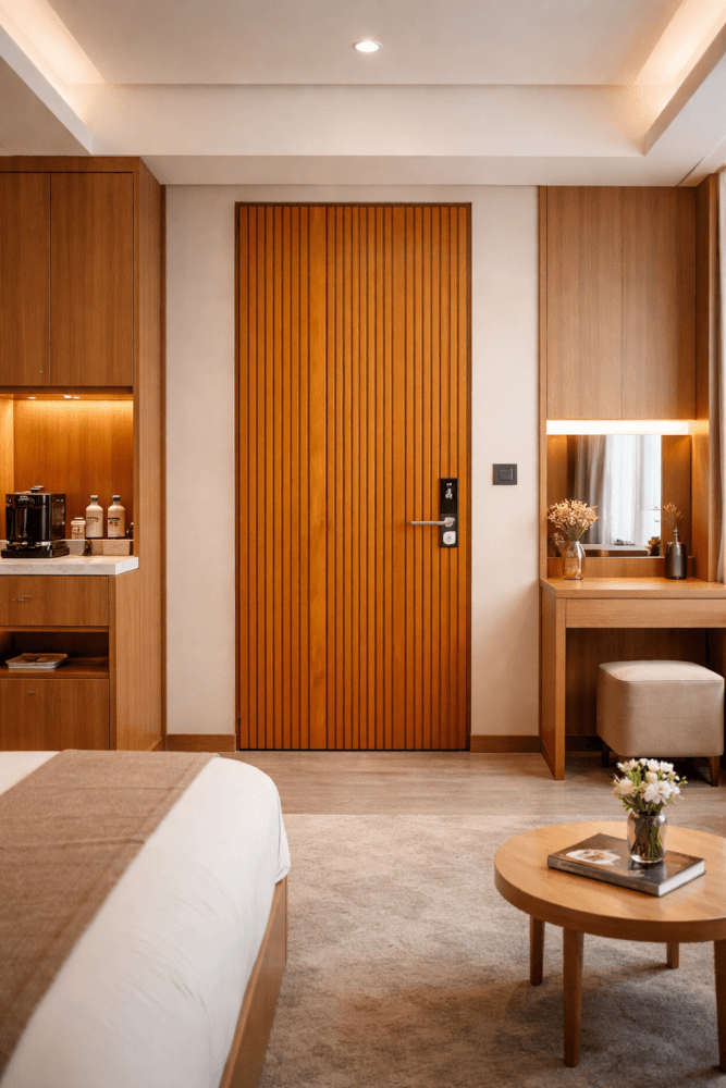 ประตูไม้สัก PAREENA DECOR รุ่น TEAK VERTICA LUX 80X200 CM_1