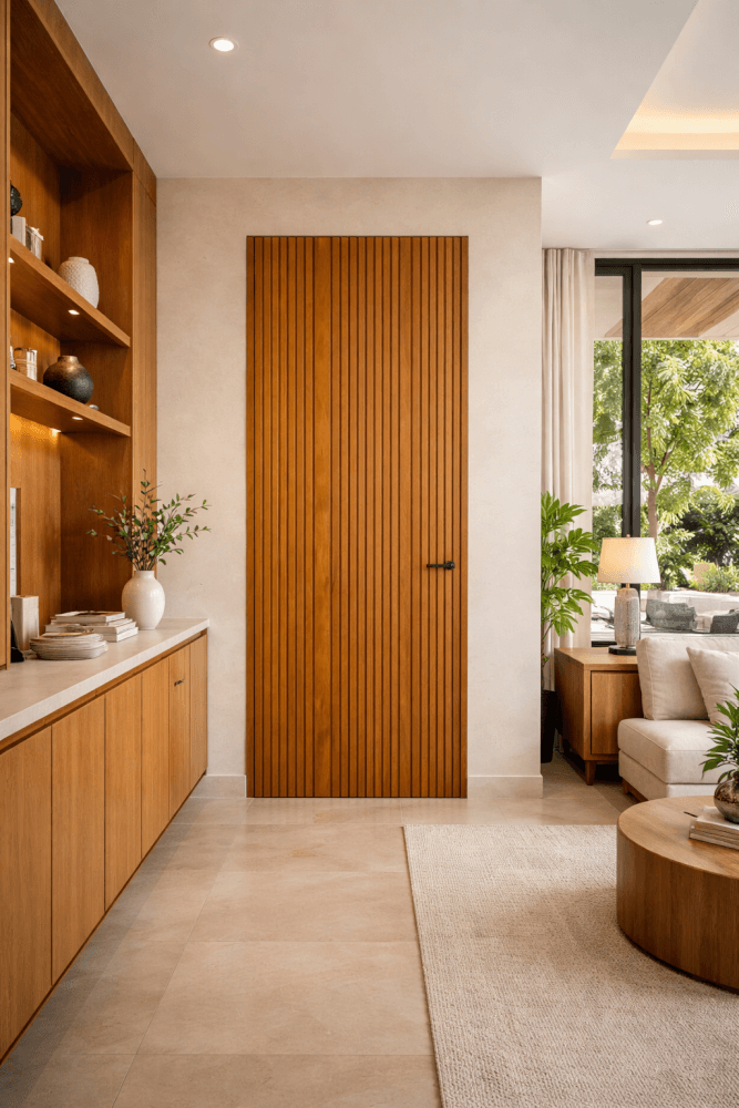 ประตูไม้สัก PAREENA DECOR รุ่น TEAK VERTICA LUX 80X200 CM_2