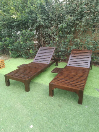 เตียงริมสระ PAREENA DECOR เตียงอาบแดด ไม้สัก สีโอ๊ค_5