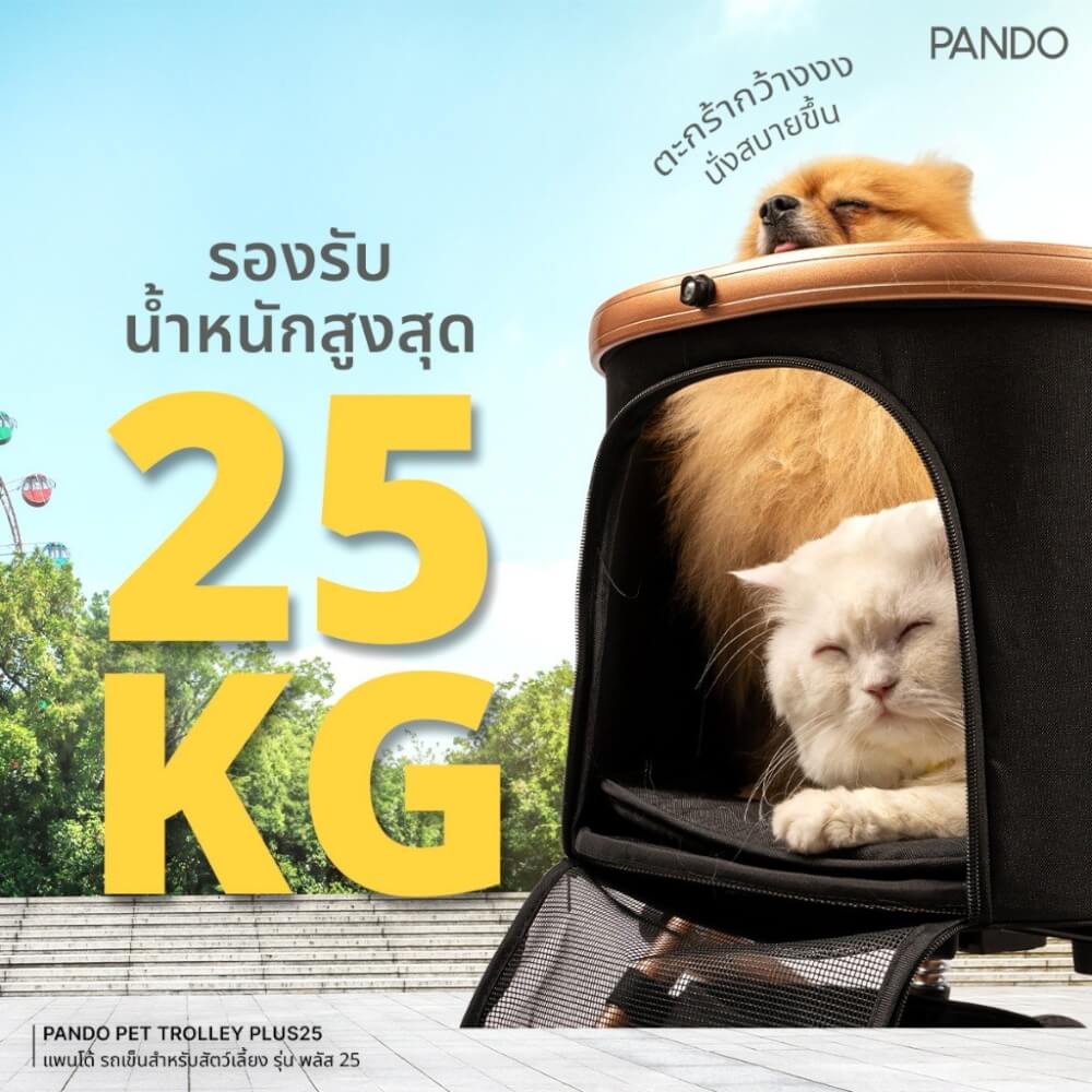 รถเข็นสำหรับสัตว์เลี้ยง PANDO รุ่น PLUS25 - เทา