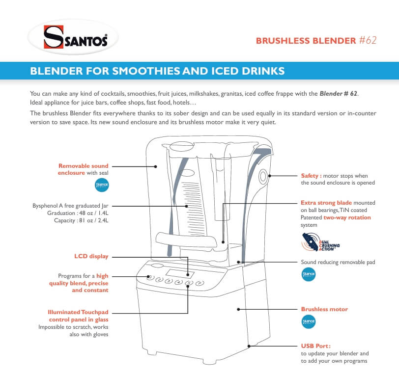 เครื่องปั่น SANTOS รุ่น BAR BLENDER 62_3