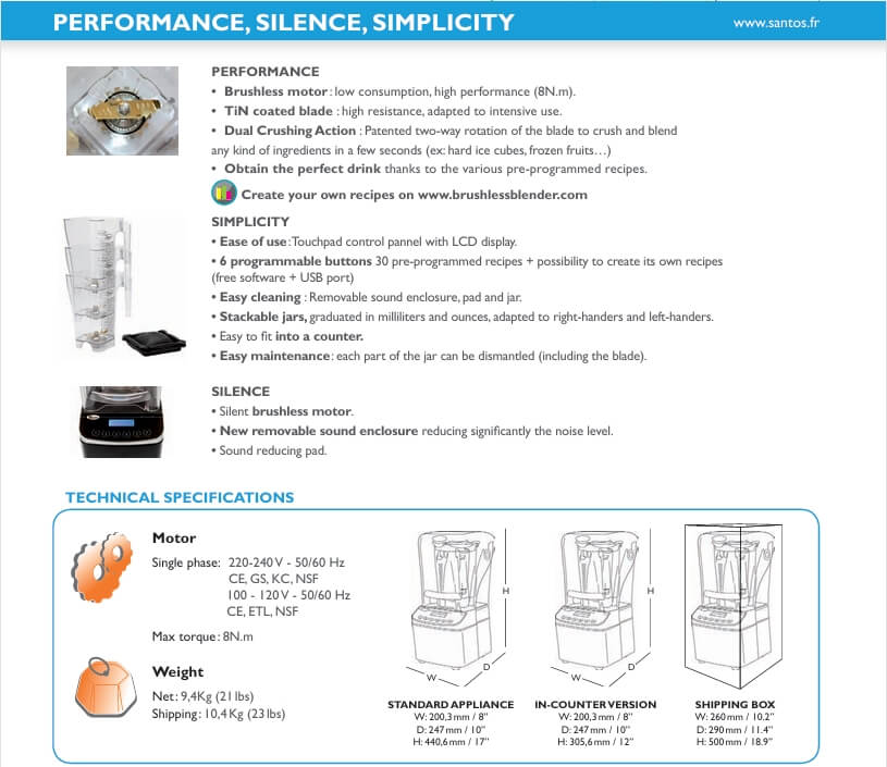 เครื่องปั่น SANTOS รุ่น BAR BLENDER 62_4