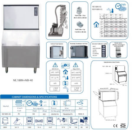 เครื่องทำน้ำแข็ง NEWTON ELITE รุ่น NEH188N กำลังการผลิต 146 กก./วัน_2