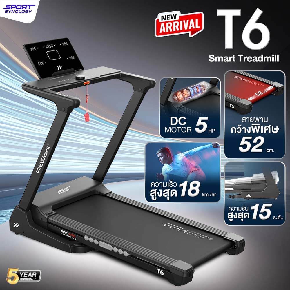 ลู่วิ่งไฟฟ้า SPORTSYNOLOGY รุ่น T6 สายพานกว้าง 52 CM ปรับความชัน 15 ระดับ_1