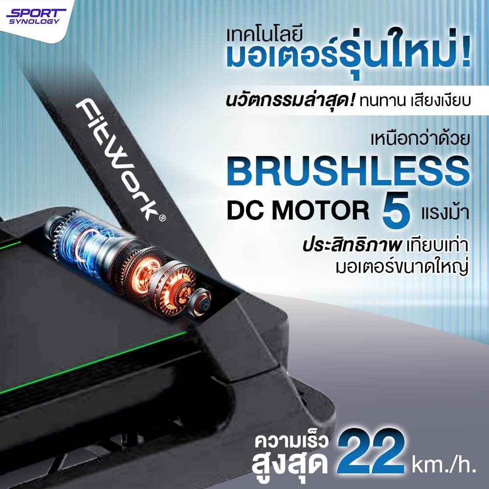 ลู่วิ่งไฟฟ้า SPORTSYNOLOGY รุ่น Z9PRO มอเตอร์ BRUSHLESS 5 HP ไร้ฝาครอบ ดีไซน์ทันสมัย Z SHAPE สายพานกว้าง 52 CM_2
