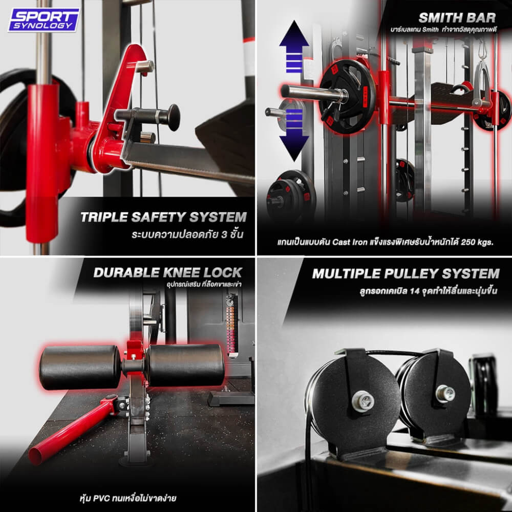 เครื่องสมิทแมชชีน SPORTSYNOLOGY MODEL-X เครื่องออกกำลังกาย รองรับการเล่นได้มากกว่า 250 ท่า (เซต2)