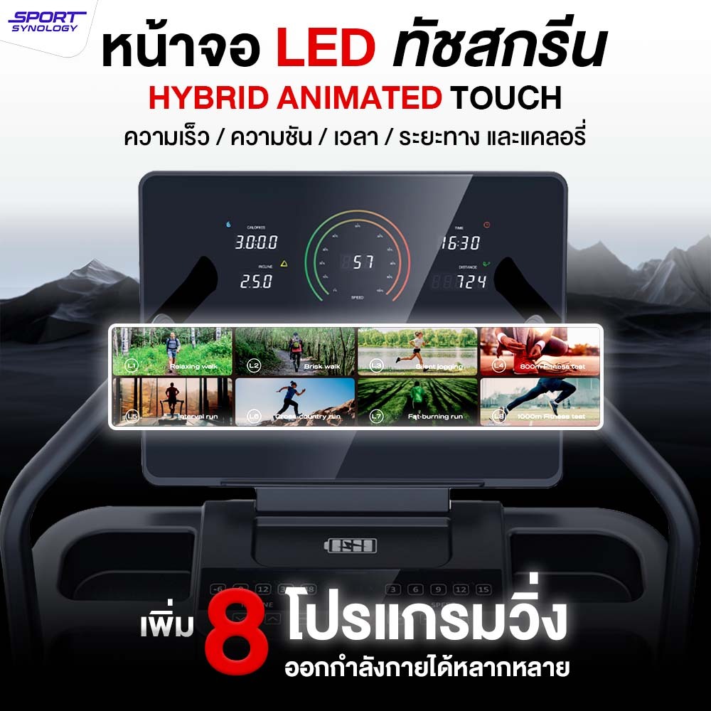 ลู่วิ่งไฟฟ้า SPORTSYNOLOGY รุ่น TREK ชันสูงสุด 48 ระดับและปรับลาดต่ำได้ -6 ระดับ_3