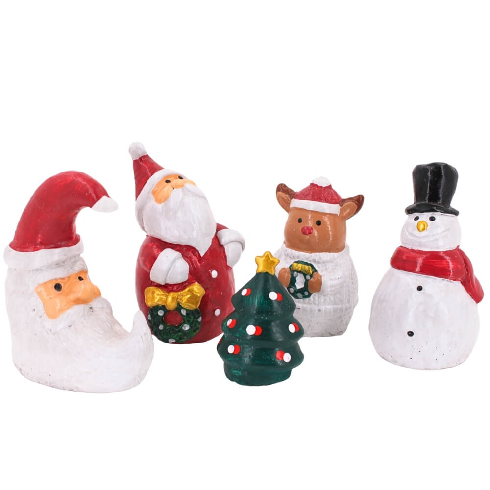 ตุ๊กตาปูนตกแต่งชุดคริสต์มาส 5 ชิ้น KORAT SANGSUWAN POTTERY 13.5 ซม. หลากสี_0