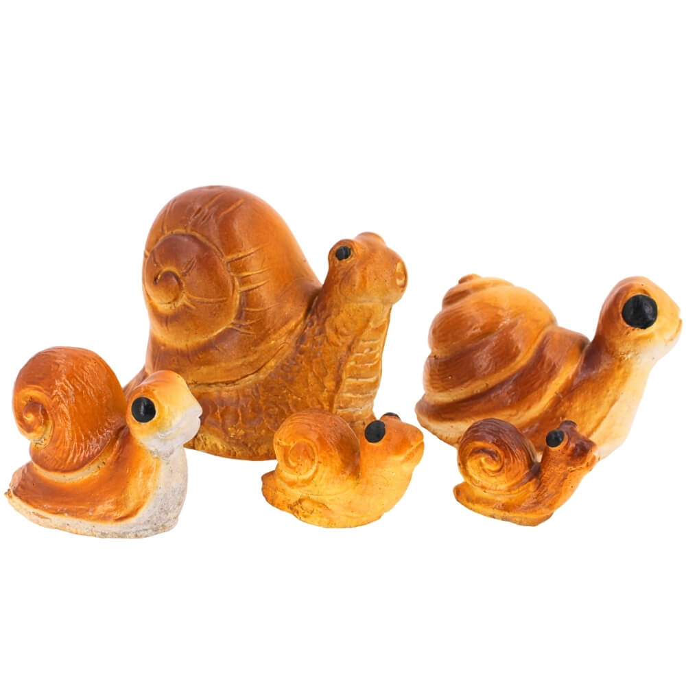 ตุ๊กตาปูนตกแต่งชุดหอยทาก 5 ชิ้น KORAT SANGSUWAN POTTERY 12 ซม. สีน้ำตาล_0