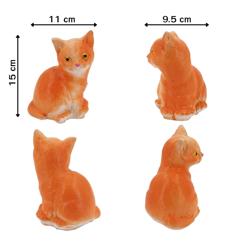 ตุ๊กตาปูนตกแต่งชุดแมว 6 ชิ้น KORAT SANGSUWAN POTTERY 15 ซม. สีส้ม_1