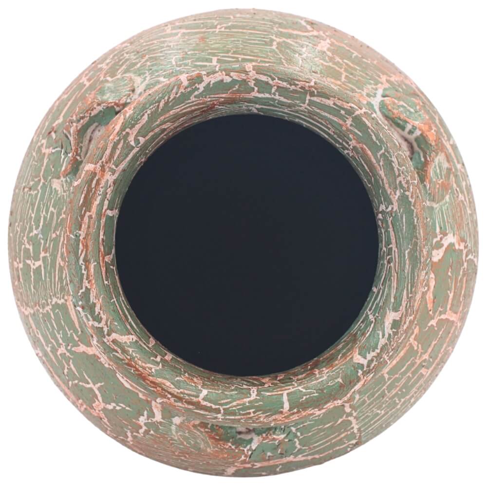 แจกันดินเผา KORAT SANGSUWAN POTTERY ตกแต่งลายแตกวินเทจ 11 นิ้ว สีเขียว