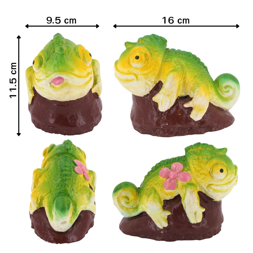 ตุ๊กตาปูนตกแต่งชุดกิ้งก่าคาเมเลียน 3 ชิ้น KORAT SANGSUWAN POTTERY 12.5 ซม. หลากสี_2