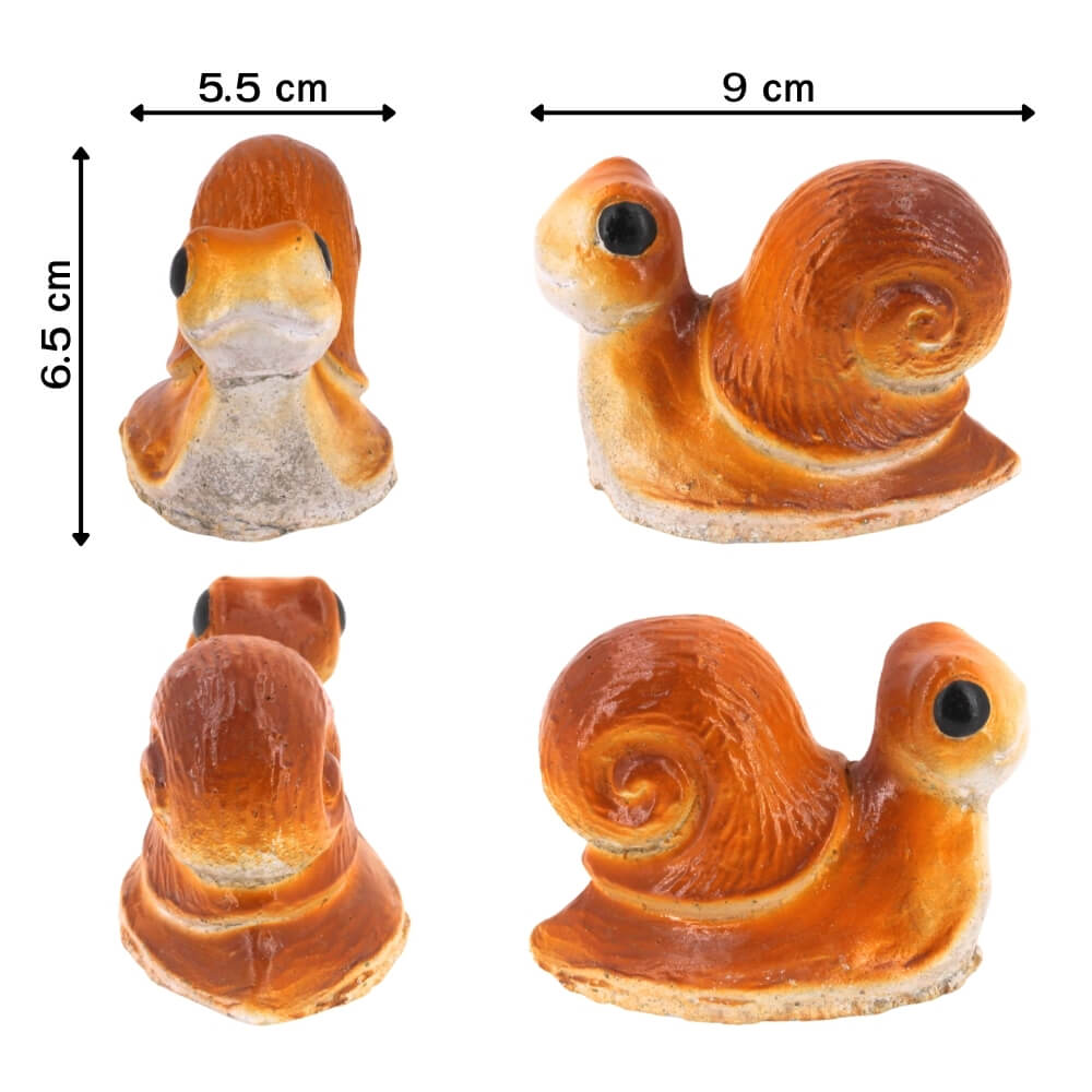 ตุ๊กตาปูนตกแต่งชุดหอยทาก 5 ชิ้น KORAT SANGSUWAN POTTERY 12 ซม. สีน้ำตาล_3