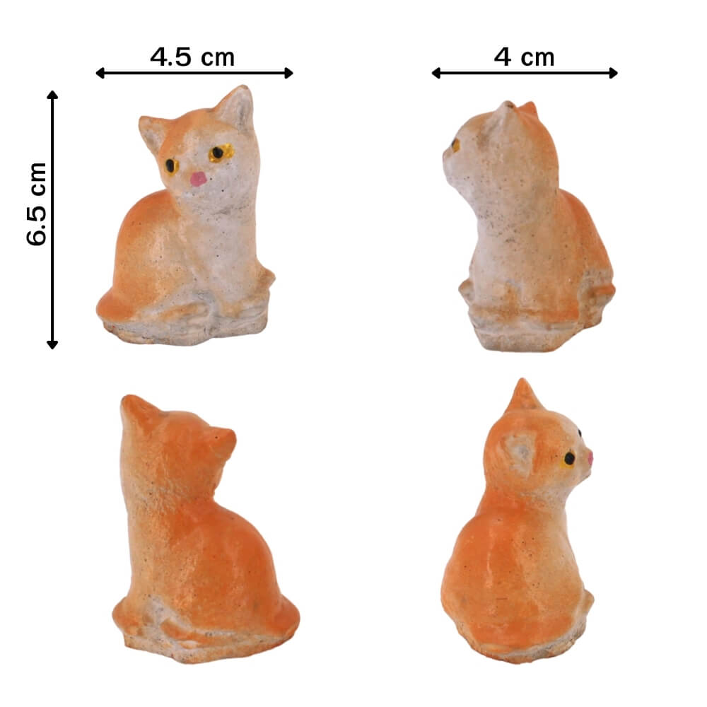 ตุ๊กตาปูนตกแต่งชุดแมว 6 ชิ้น KORAT SANGSUWAN POTTERY 15 ซม. สีส้ม_3