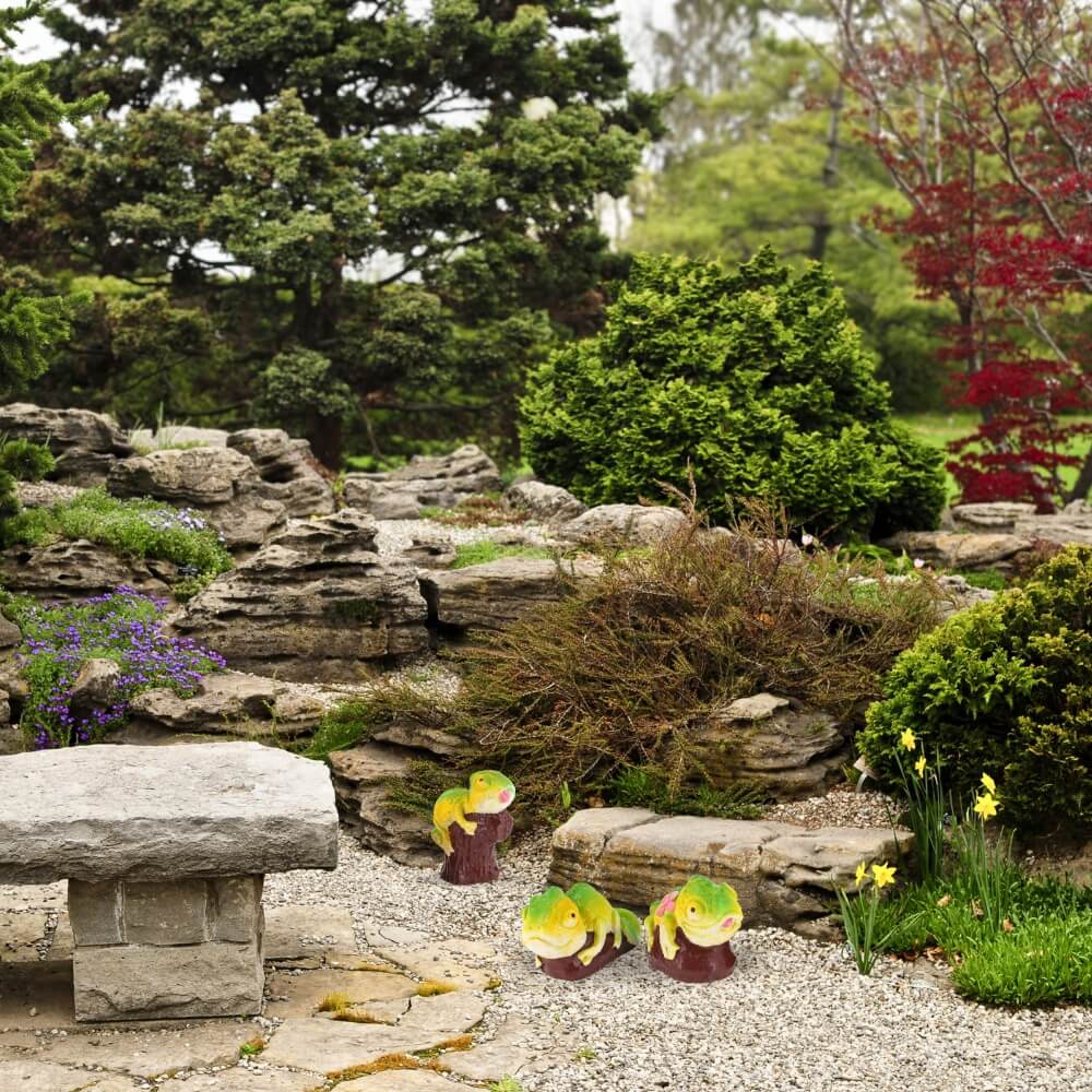 ตุ๊กตาปูนตกแต่งชุดกิ้งก่าคาเมเลียน 3 ชิ้น KORAT SANGSUWAN POTTERY 12.5 ซม. หลากสี_4