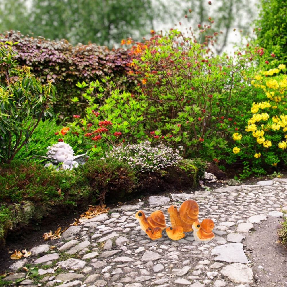 ตุ๊กตาปูนตกแต่งชุดหอยทาก 5 ชิ้น KORAT SANGSUWAN POTTERY 12 ซม. สีน้ำตาล_6